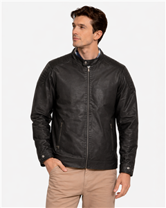 5889 - Campera Simil Cuero Con Bolsillos